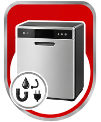 red, black, and silver Dishwasher Installation icon