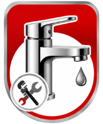 red , black and silver Faucet Repair & Installation icon 